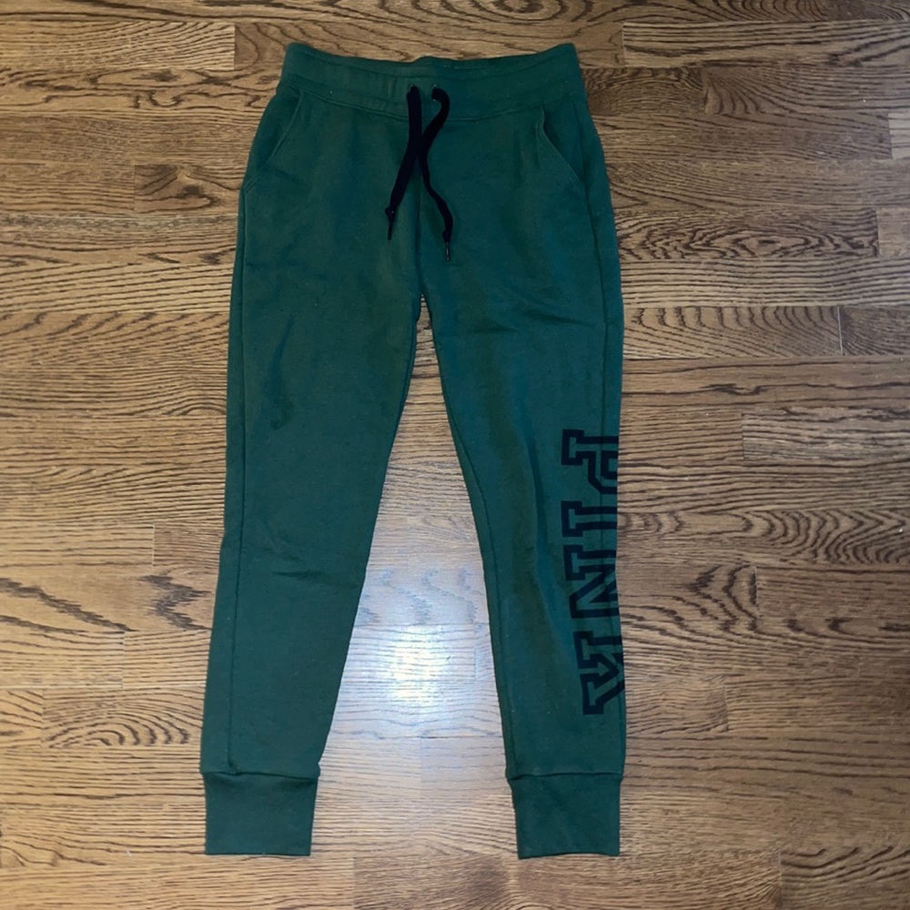 VS PINK Green Logo Joggers size XS